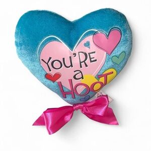 Heart Shaped Standing Plush Pillow with Pink Bow